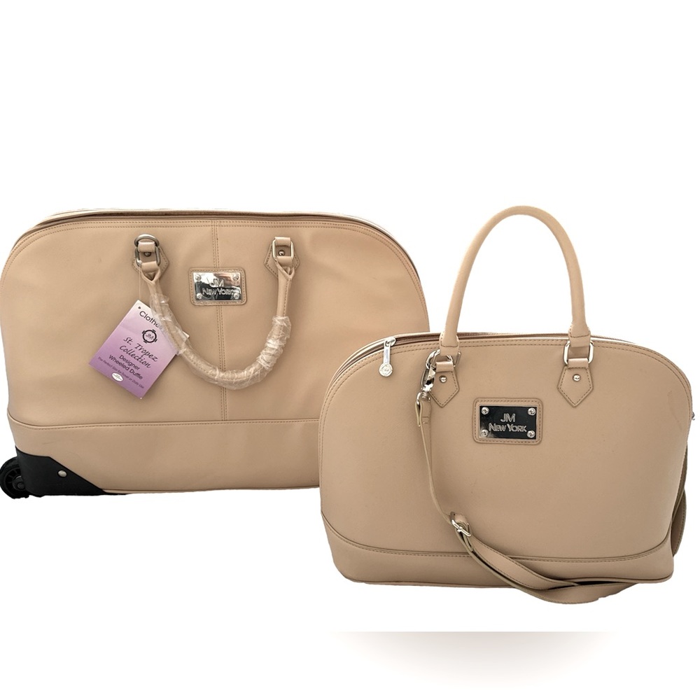 JM New York 2-piece set,carry-on bag w/ pull-out handle and wheels,match-handbag